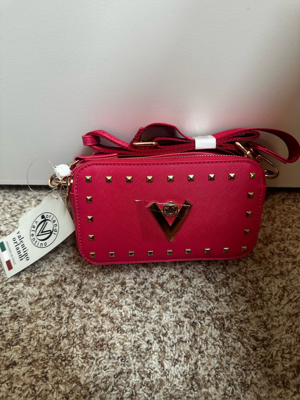 Valentino Pink Crossbody Bag with Stud Accents